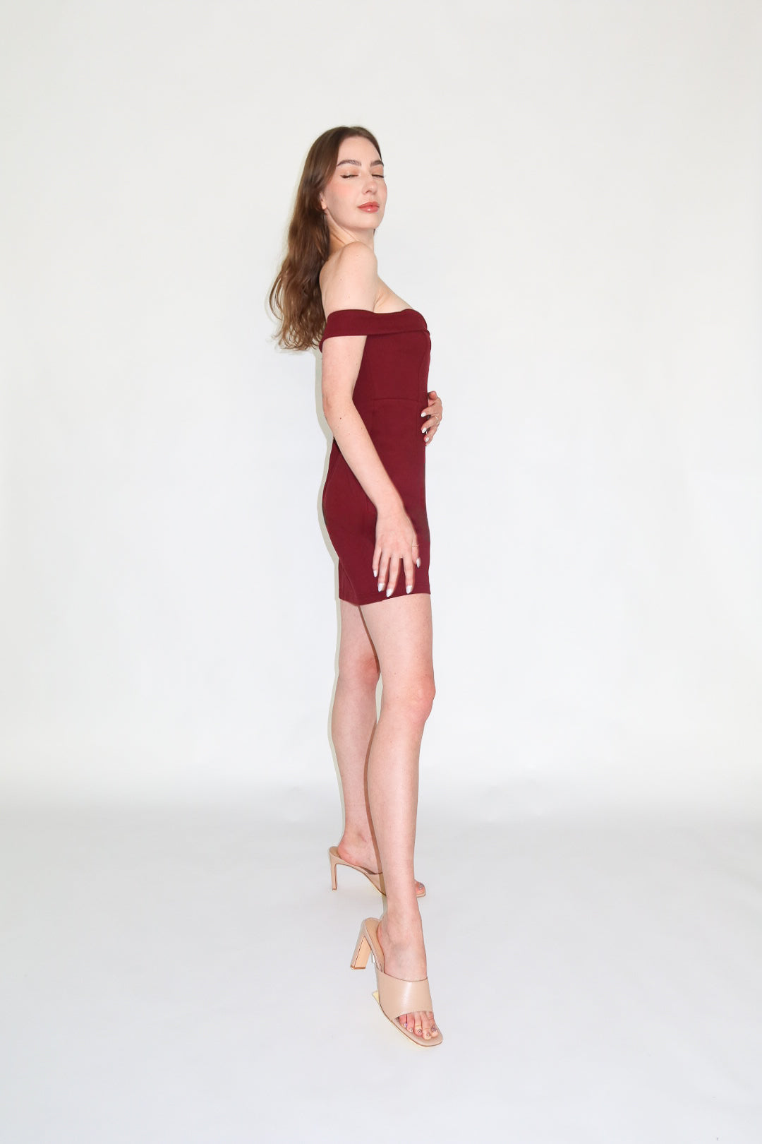 Soha Off-Shoulder Mini Dress - Wine