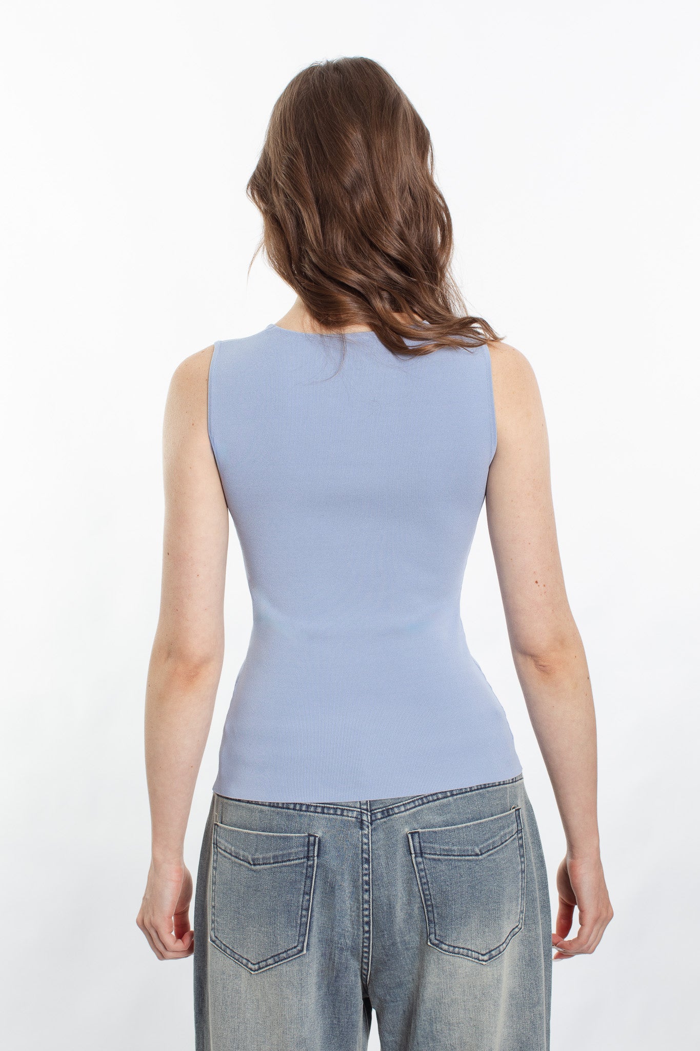 Skylar Knit Button Front Top - Chambray
