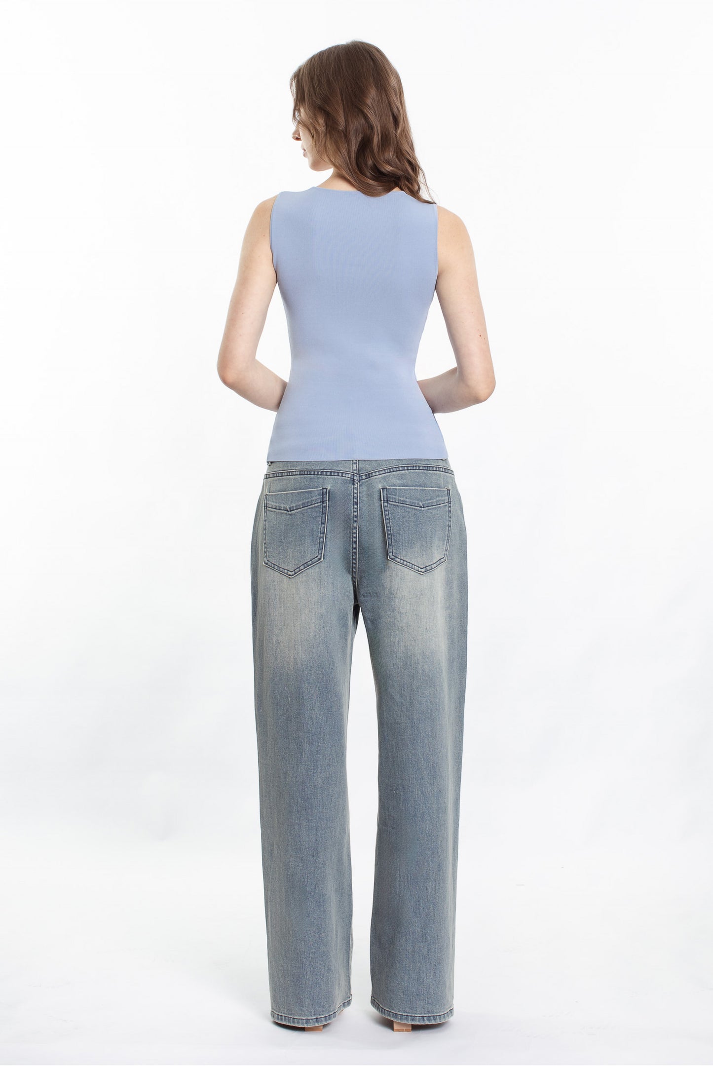 Skylar Knit Button Front Top - Chambray