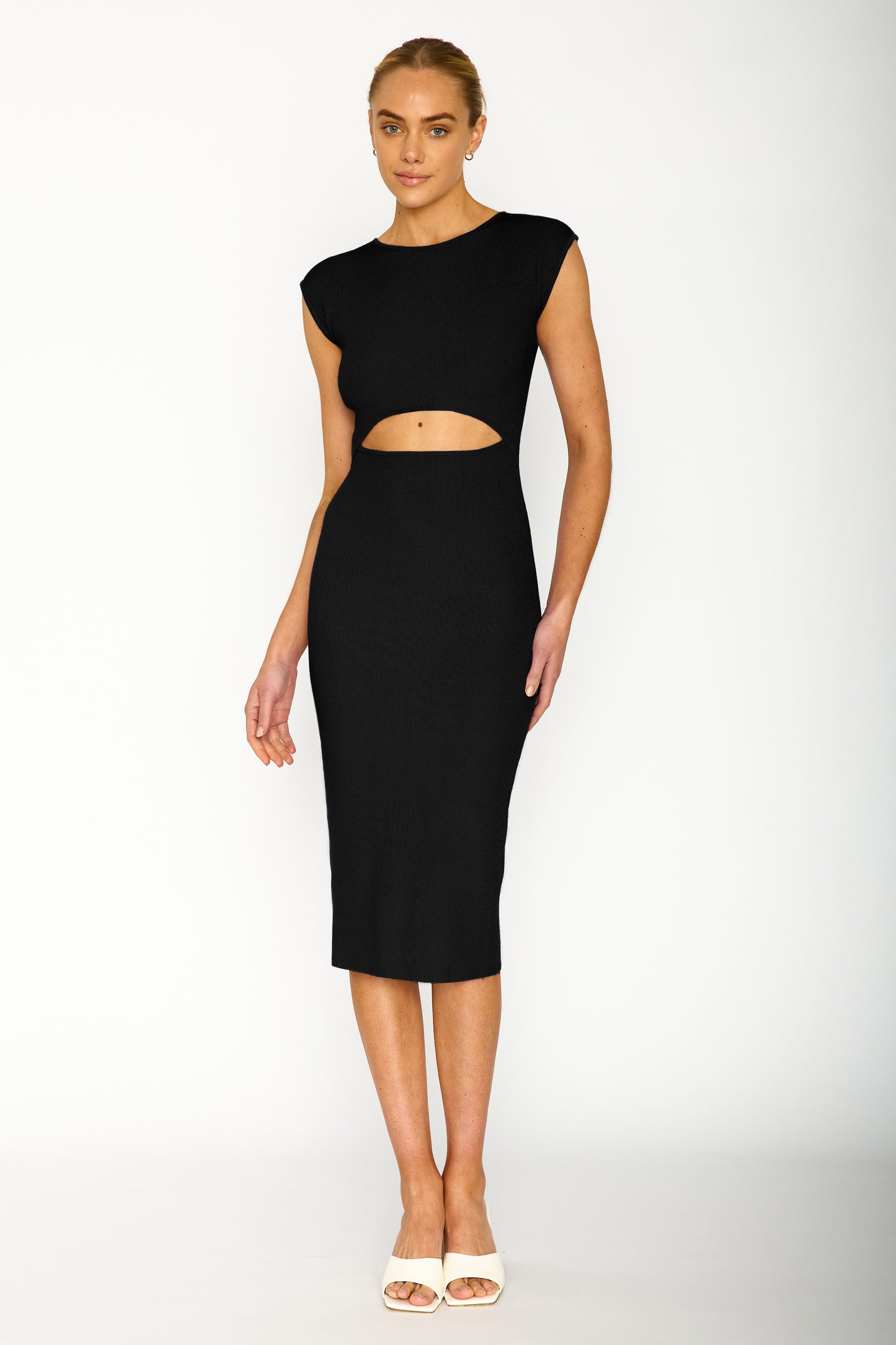 Ophelia Cut-Out Knit Dress - Black