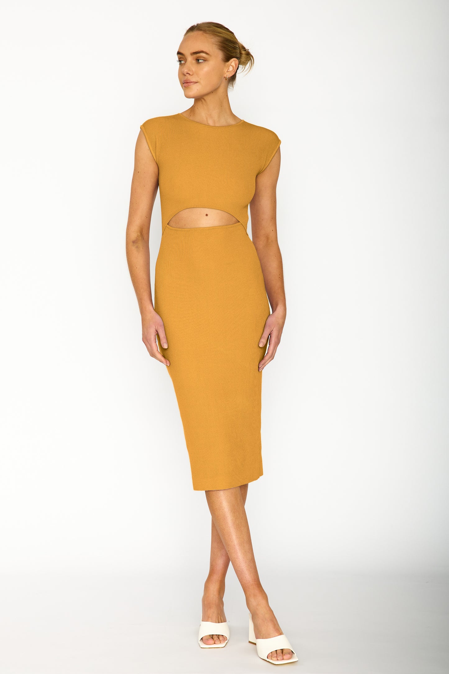 Ophelia Cut-Out Knit Dress - Mustard