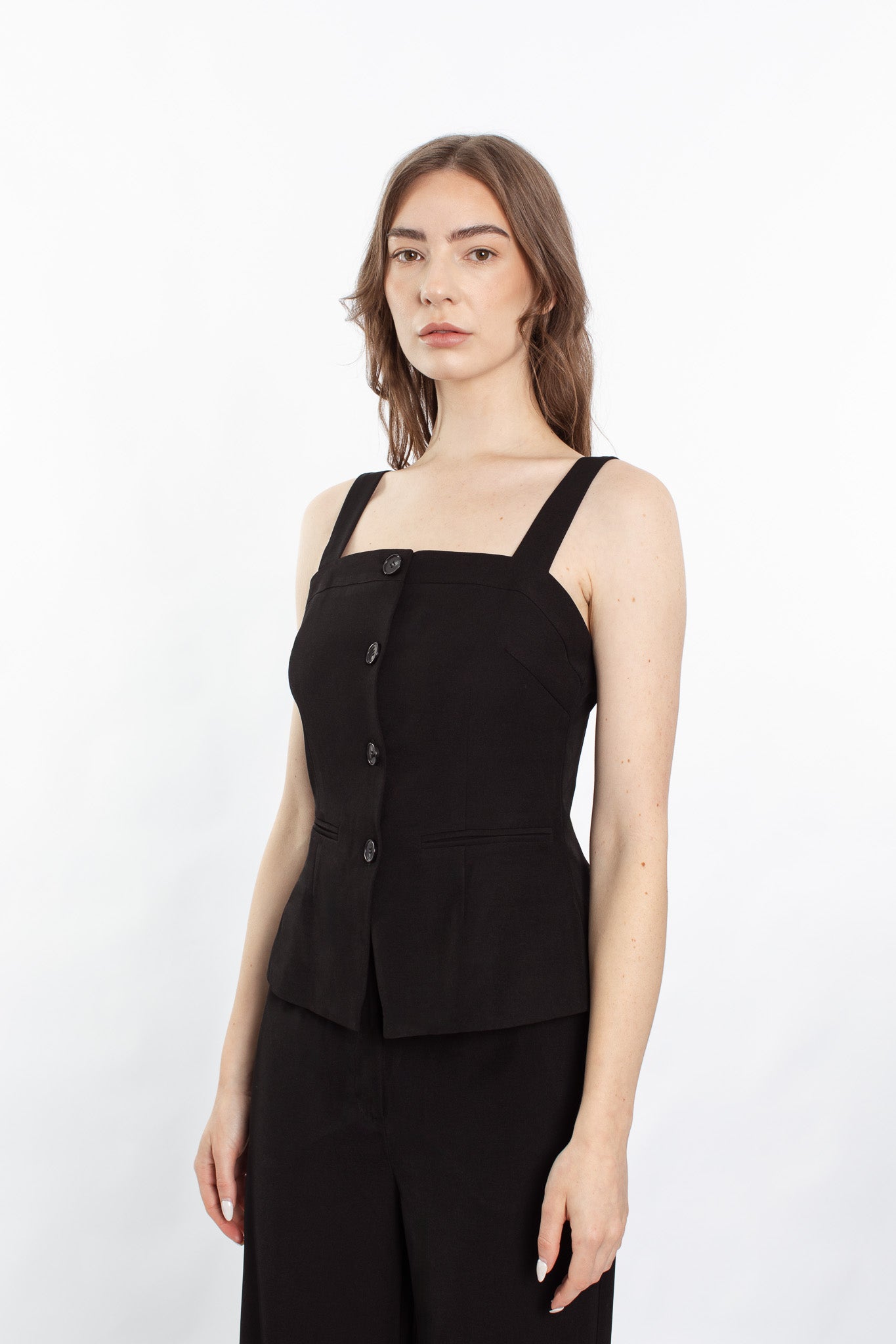 Artemis Button Singlet Suit Set - Black