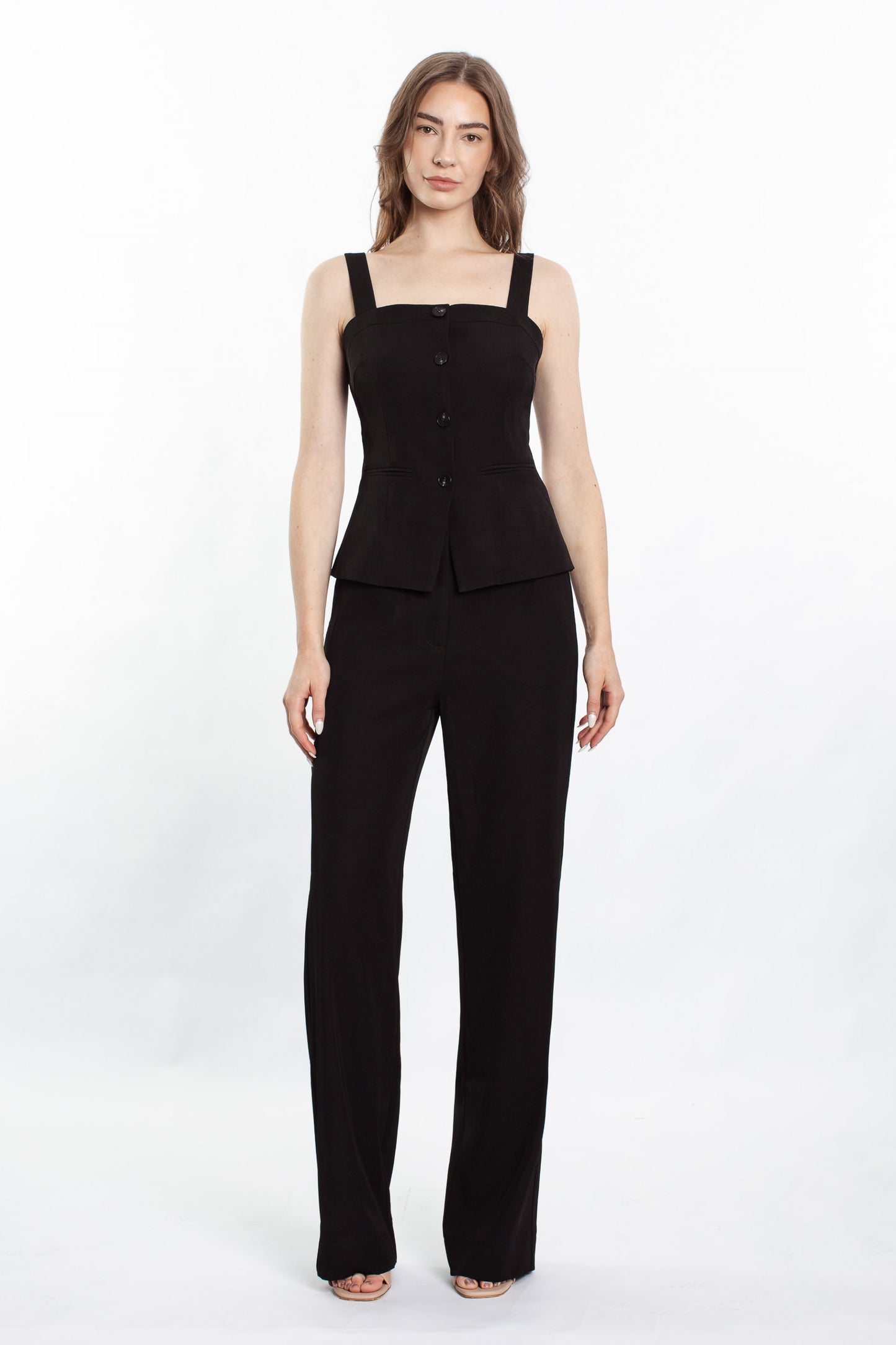 Artemis Button Singlet Suit Set - Black