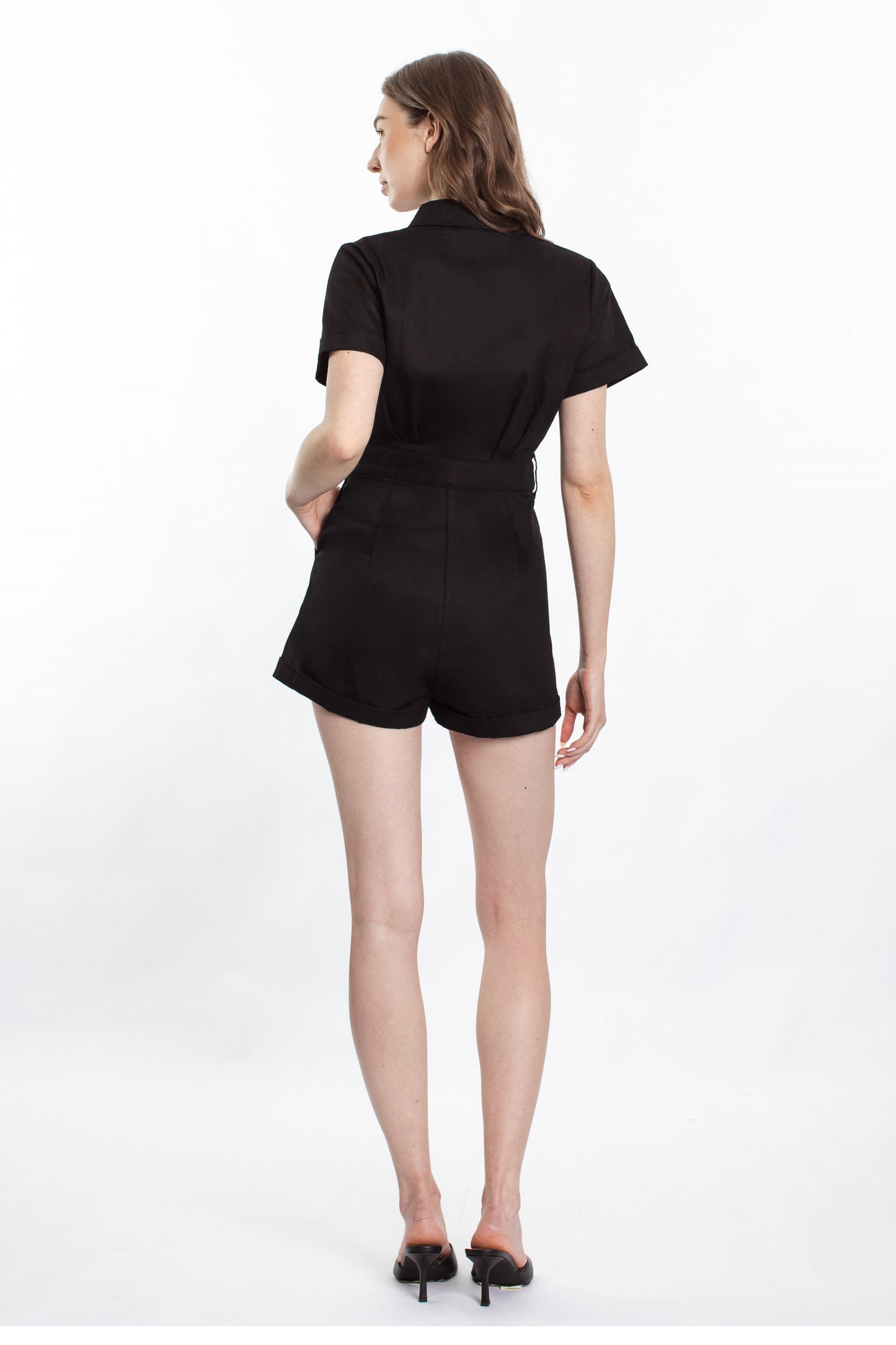 Hayden Button Up Playsuit - Black