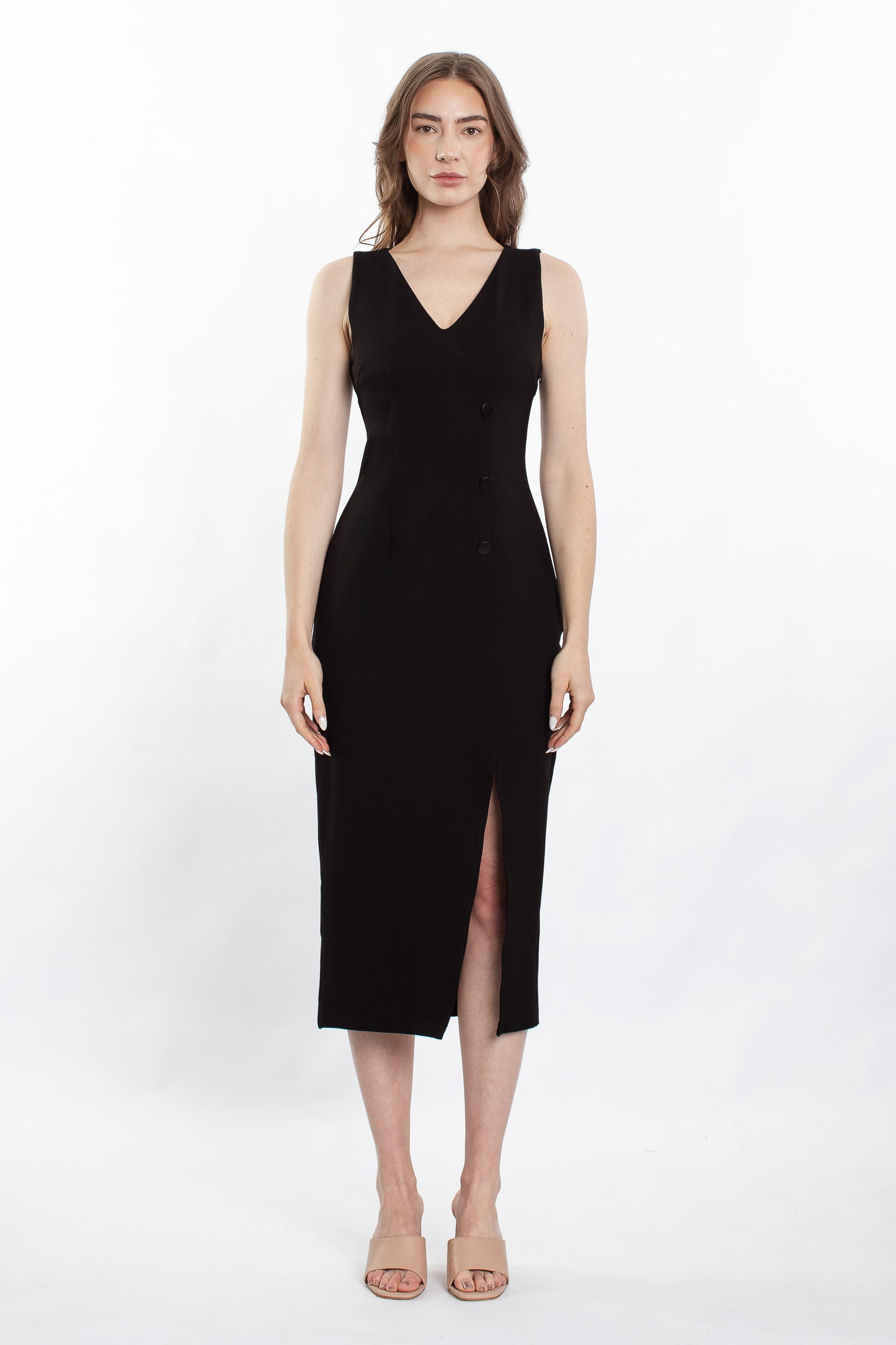 Faye Button Dress - Black