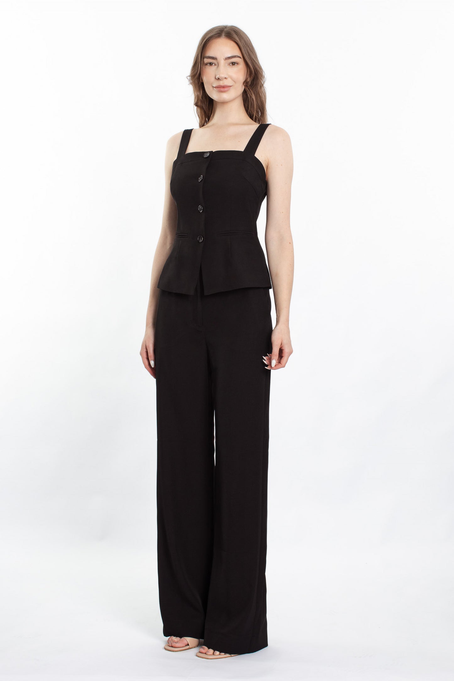 Artemis Button Singlet Suit Set - Black