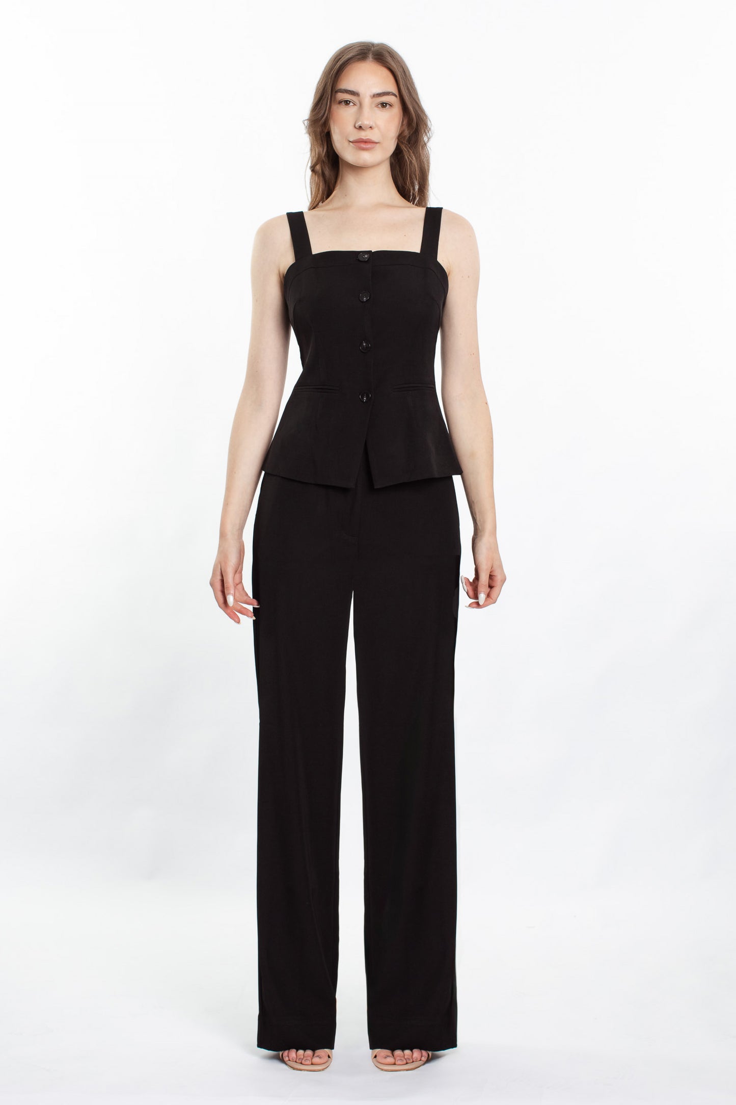 Artemis Button Singlet Suit Set - Black